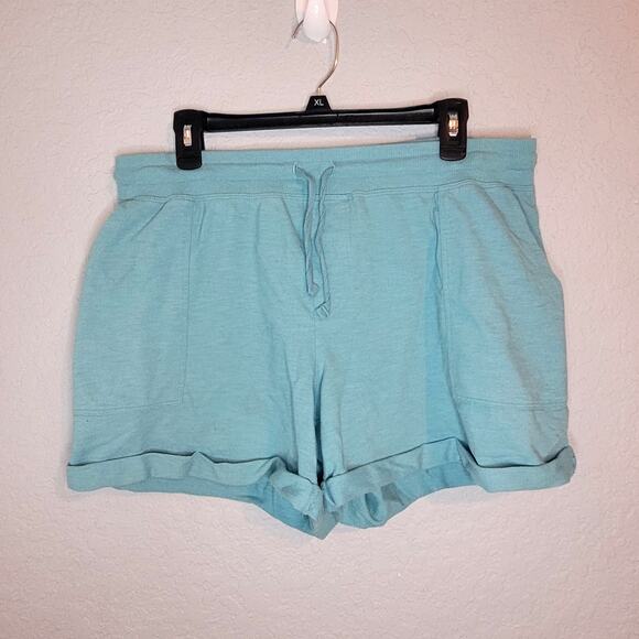 Sonoma Womens Blue Sweat Shorts Petite Large Elastic Stretchy Drawstring Pockets - Picture 2 of 12